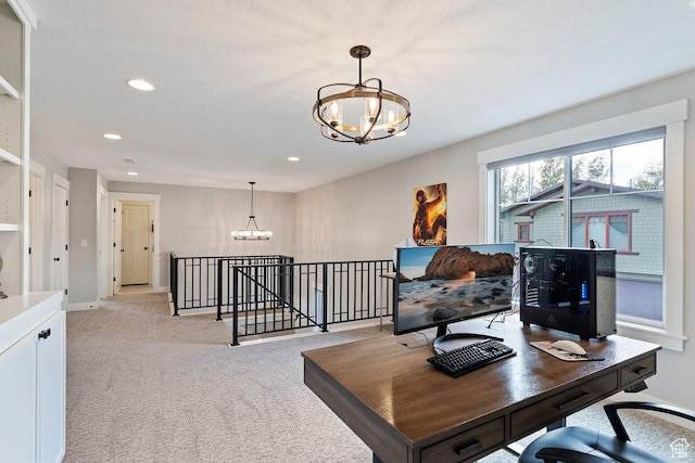 1494 W Lincoln Way, Kaysville, UT 84037 - office with a chandelier, light colored carpet, recessed lighting, and baseboards