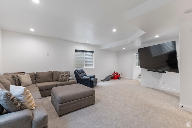 776 W Horizon Dr, Lehi, UT 84043 - living area featuring recessed lighting, light colored carpet, and baseboards