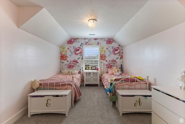 776 W Horizon Dr, Lehi, UT 84043 - bedroom with lofted ceiling, light carpet, a textured ceiling, and baseboards