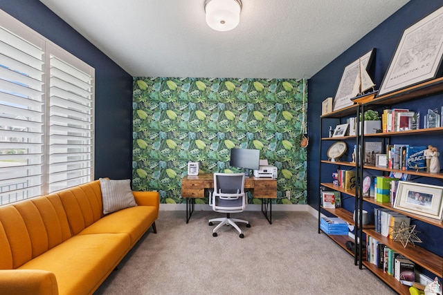 776 W Horizon Dr, Lehi, UT 84043 - carpeted office featuring an accent wall, wallpapered walls, and baseboards