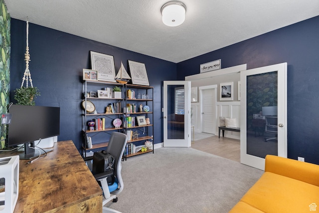 776 W Horizon Dr, Lehi, UT 84043 - office featuring french doors, carpet flooring, and a textured ceiling