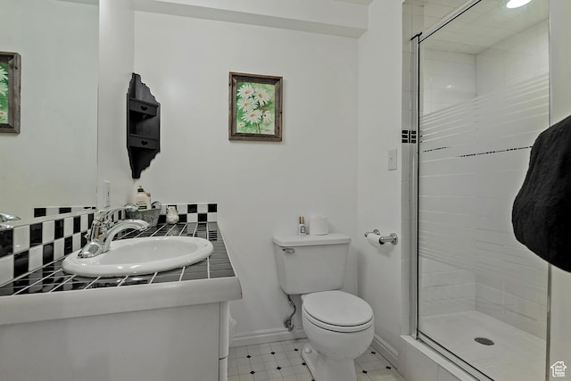 9039 S 1660 E, Sandy, UT 84093 - full bath with toilet, vanity, a stall shower, and tasteful backsplash