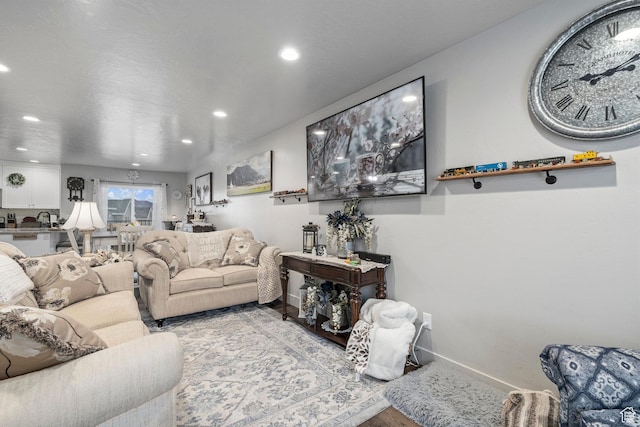 177 E 610 S, Santaquin, UT 84655 - living area with baseboards, wood finished floors, and recessed lighting