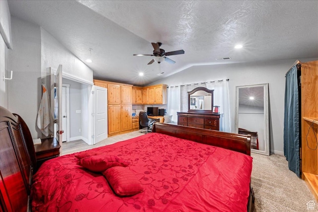 2811 E Paradise Way, St George, UT 84790 - bedroom with lofted ceiling, baseboards, a textured ceiling, recessed lighting, and a ceiling fan
