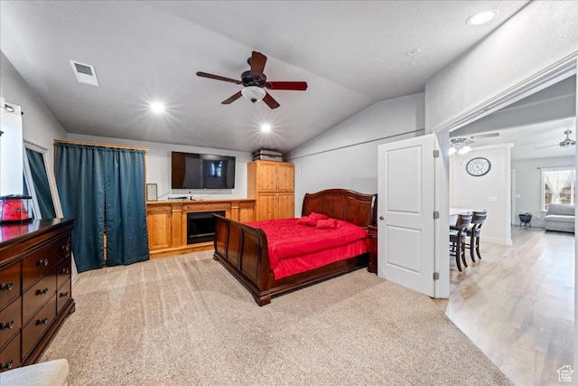 2811 E Paradise Way, St George, UT 84790 - bedroom with lofted ceiling, recessed lighting, and ceiling fan