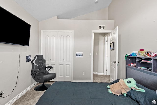 1809 E Kay Ln, South Weber, UT 84405 - bedroom with vaulted ceiling, carpet floors, and a closet