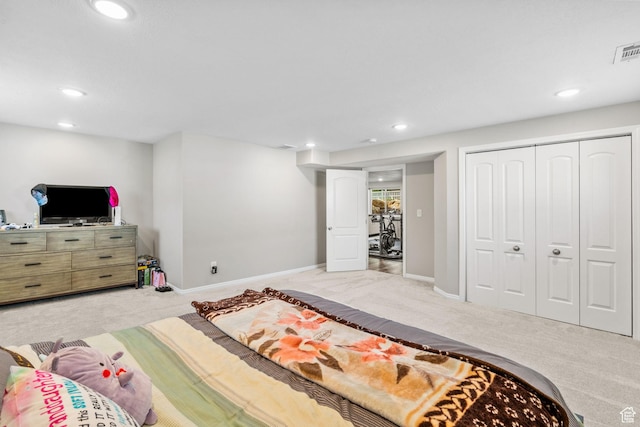 1809 E Kay Ln, South Weber, UT 84405 - bedroom with light carpet, recessed lighting, and a closet