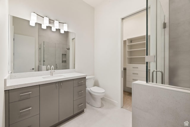 7175 Lupine Dr, Park City, UT 84098 - full bathroom featuring toilet, a stall shower, vanity, and baseboards