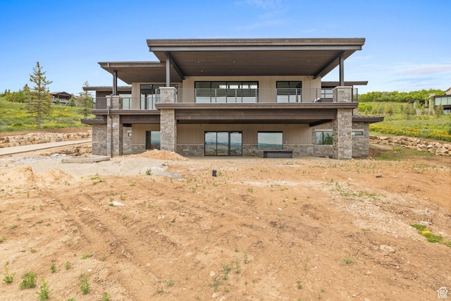 7175 Lupine Dr, Park City, UT 84098 - rear view of house with a balcony and stone siding