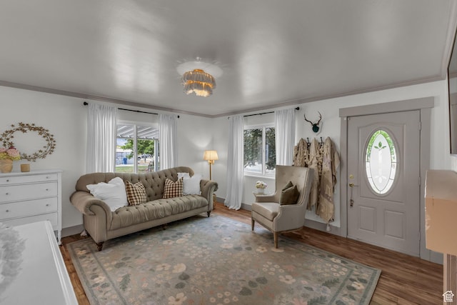 2224 N 600 W, Pleasant Grove, UT 84062 - living area featuring healthy amount of natural light, ornamental molding, and wood finished floors