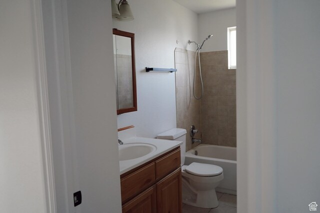 1102 E 120 S, Spanish Fork, UT 84660 - full bathroom with toilet, vanity, shower / bath combination, and tile patterned flooring