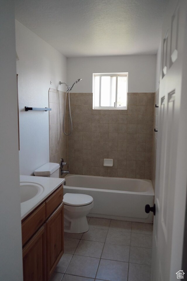 1102 E 120 S, Spanish Fork, UT 84660 - full bathroom with vanity, tile patterned floors, toilet, and shower / bathtub combination