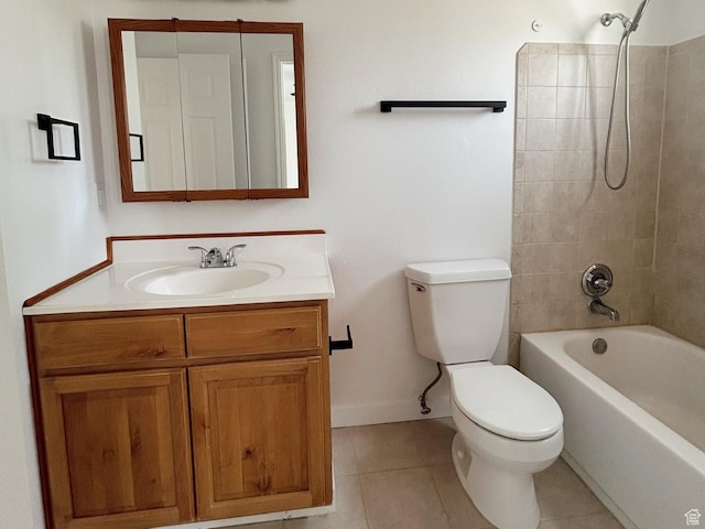 1102 E 120 S, Spanish Fork, UT 84660 - bathroom with toilet, vanity, tile patterned floors, shower / tub combination, and baseboards