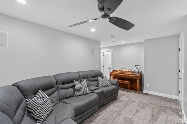 826 W 2630 N, Lehi, UT 84043 - carpeted living area featuring a ceiling fan, recessed lighting, and baseboards