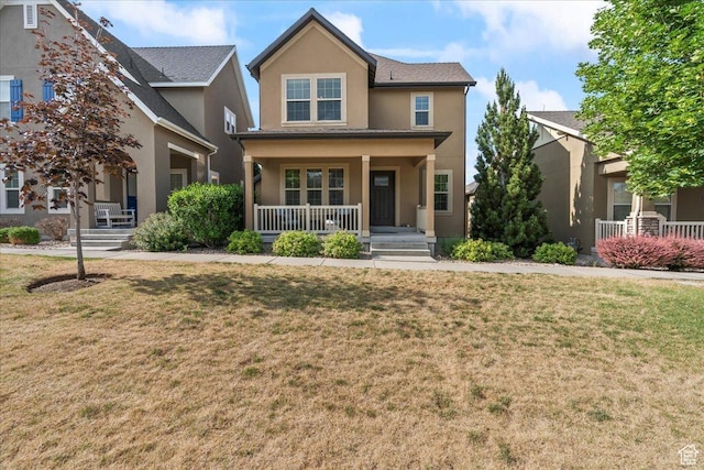 826 W 2630 N, Lehi, UT 84043 - view of front facade with covered porch, stucco siding, and a front yard