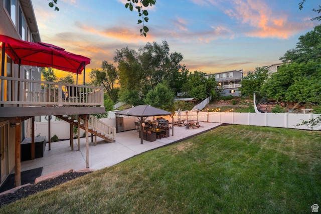 4475 S Lochnivar Ct E, Millcreek, UT 84107 - view of yard featuring a patio area, stairway, a deck, and a gazebo