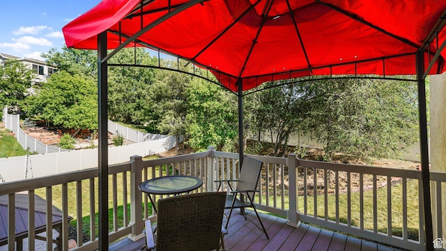 4475 S Lochnivar Ct E, Millcreek, UT 84107 - deck featuring a gazebo and a fenced backyard