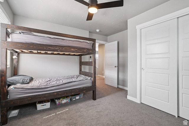 1123 W Osprey Dr, Stansbury Park, UT 84074 - bedroom with carpet floors, baseboards, and a ceiling fan