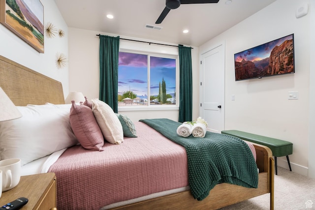 306 E 500 N Unit 34, Hurricane, UT 84737 - carpeted bedroom with recessed lighting, ceiling fan, and baseboards