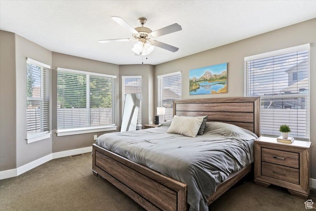 1628 W 1050 S, Syracuse, UT 84075 - bedroom featuring baseboards, dark colored carpet, multiple windows, and a ceiling fan