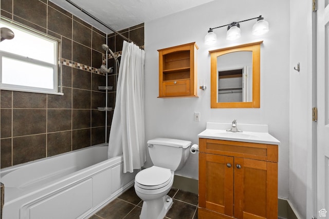 234 W 500 S, Provo, UT 84601 - full bathroom featuring vanity, toilet, shower / bath combo, and tile patterned floors