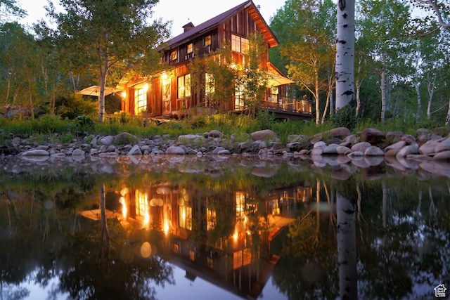 10754 Basin Canyon Rd, Park City, UT 84098 - view of side of home with a water view and a chimney