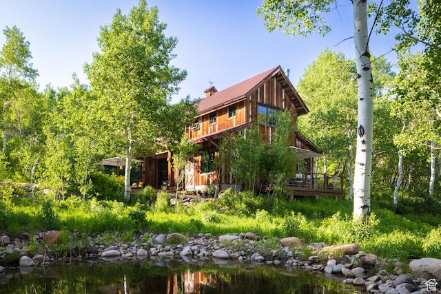 10754 Basin Canyon Rd, Park City, UT 84098 - back of property with metal roof and a deck with water view
