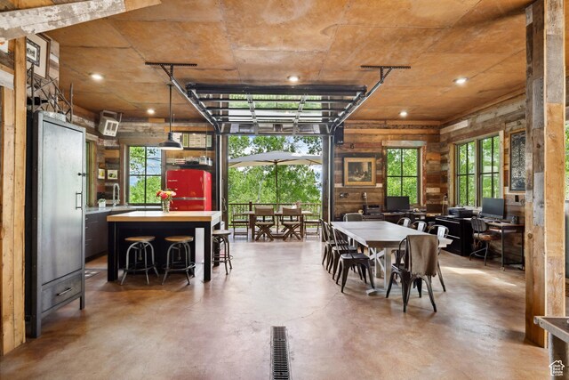 10754 Basin Canyon Rd, Park City, UT 84098 - dining room featuring finished concrete flooring and recessed lighting