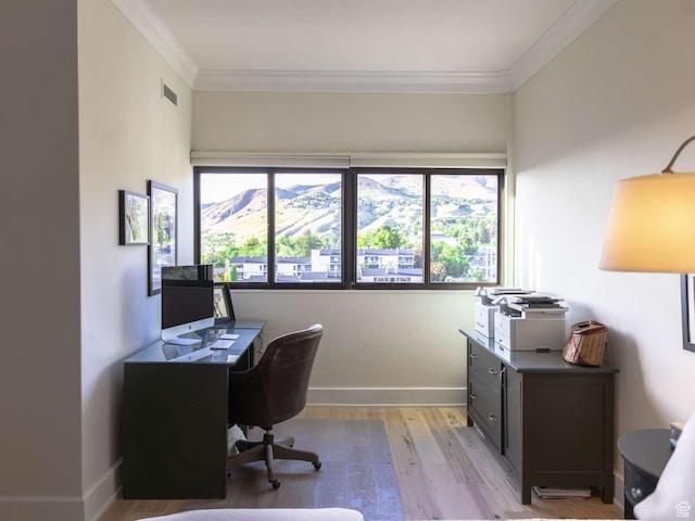 241 N Vine St Unit 1E, Salt Lake City, UT 84103 - office space with light wood-style flooring, ornamental molding, and baseboards
