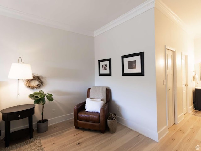 241 N Vine St Unit 1E, Salt Lake City, UT 84103 - living area with ornamental molding, wood finished floors, and baseboards
