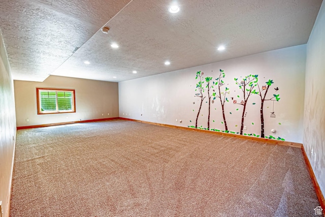 1273 W Lime Canyon Way, Midway, UT 84049 - carpeted spare room featuring baseboards, a textured ceiling, recessed lighting, and a smoke detector