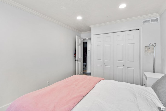 66 W Lester Ave Unit K27, Murray, UT 84107 - bedroom featuring crown molding, recessed lighting, and a closet