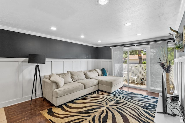 66 W Lester Ave Unit K27, Murray, UT 84107 - living area with crown molding, wood finished floors, a decorative wall, and wainscoting