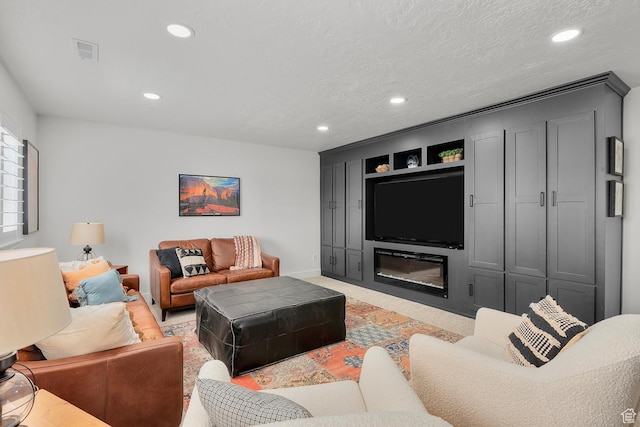1677 N 2640 W, Lehi, UT 84043 - living area with recessed lighting, baseboards, a textured ceiling, and light carpet