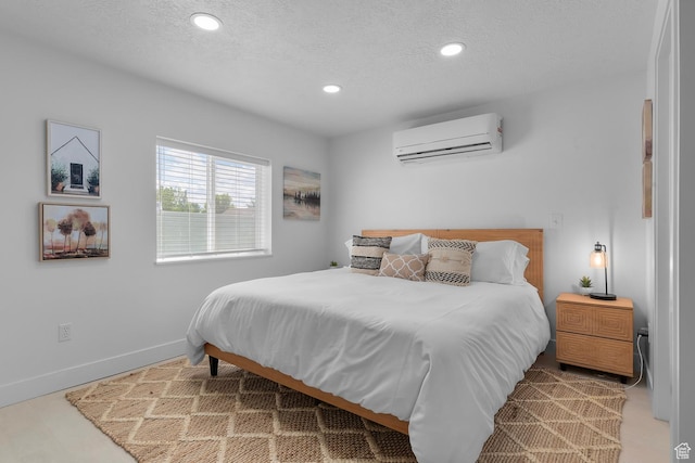 1677 N 2640 W, Lehi, UT 84043 - bedroom featuring a wall mounted air conditioner, recessed lighting, a textured ceiling, and baseboards