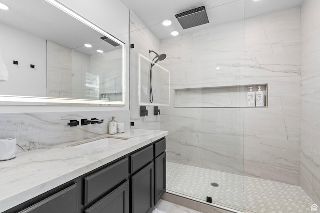 1677 N 2640 W, Lehi, UT 84043 - full bathroom with vanity, walk in shower, and recessed lighting