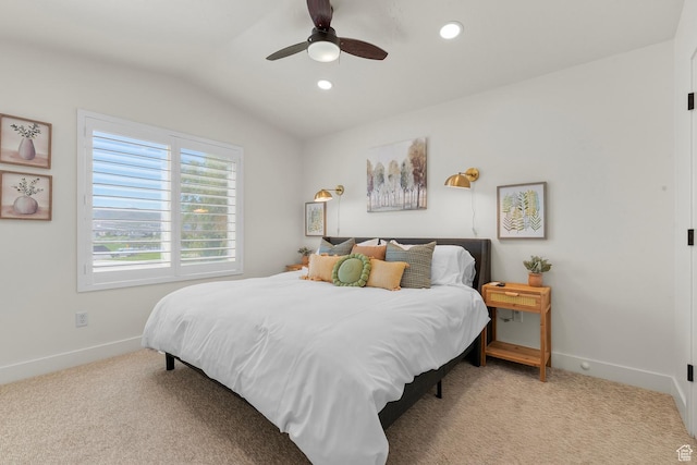1677 N 2640 W, Lehi, UT 84043 - carpeted bedroom with lofted ceiling, baseboards, recessed lighting, and ceiling fan
