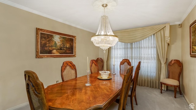 4755 S Banbury, Ogden, UT 84403 - dining space with a chandelier, carpet, crown molding, and baseboards