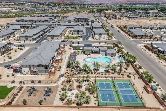 2667 E Wake Ln, St George, UT 84790 - aerial view of property and surrounding area featuring a pool