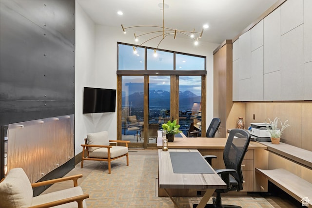 1703 N Chimney Rock Rd Unit 532, Heber City, UT 84032 - office area with floor to ceiling windows, a chandelier, and recessed lighting