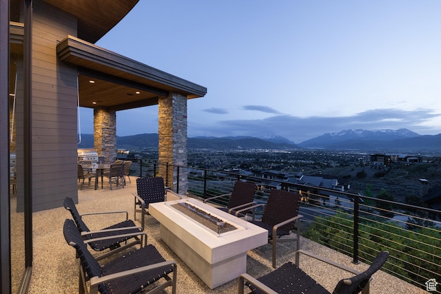 1703 N Chimney Rock Rd Unit 532, Heber City, UT 84032 - balcony featuring an outdoor fire pit, a mountain view, and outdoor dining area