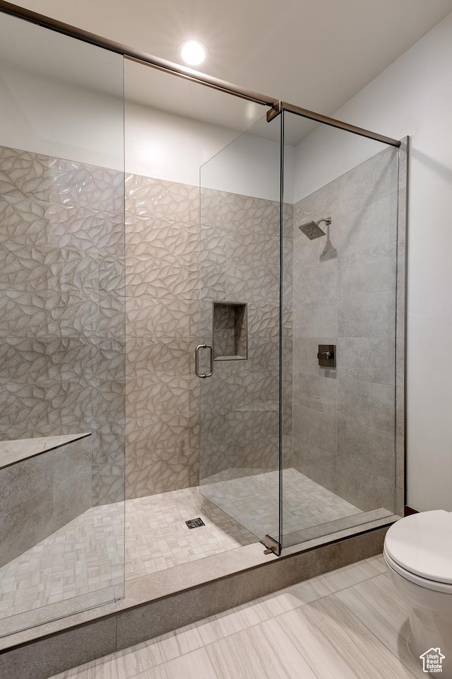 1703 N Chimney Rock Rd Unit 532, Heber City, UT 84032 - full bathroom with toilet, a shower stall, and recessed lighting