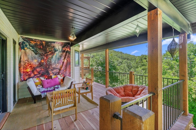 2692 S Grand Oak Cir E, Bountiful, UT 84010 - deck featuring an outdoor hangout area and a view of trees