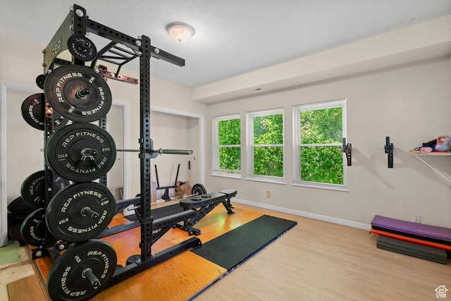 2692 S Grand Oak Cir E, Bountiful, UT 84010 - workout room with wood finished floors and baseboards