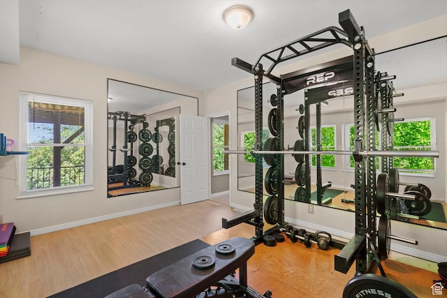 2692 S Grand Oak Cir E, Bountiful, UT 84010 - workout room with wood finished floors and baseboards