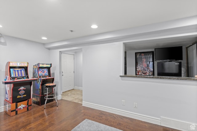 8002 S Overton Dr, West Jordan, UT 84081 - game room with wood finished floors and recessed lighting