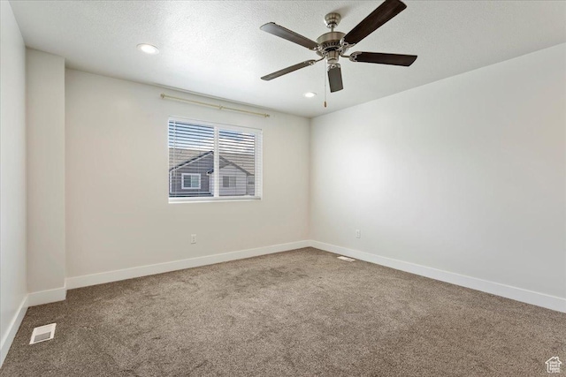 290 N 100 W, Morgan, UT 84050 - unfurnished room featuring carpet floors, baseboards, ceiling fan, recessed lighting, and a textured ceiling