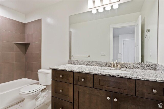 290 N 100 W, Morgan, UT 84050 - bathroom with vanity, toilet, tile patterned flooring, and shower / bath combination