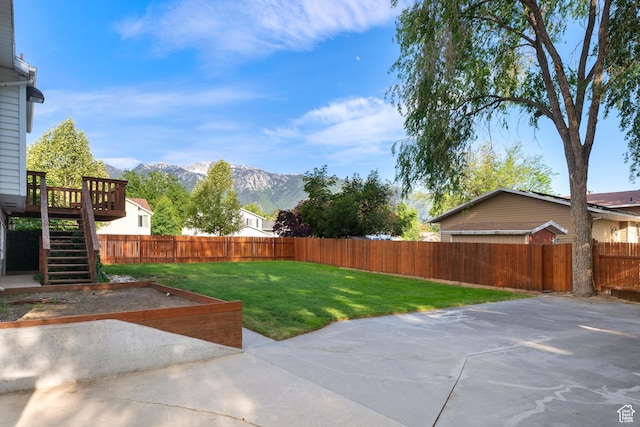 1022 E Lafayette St S, Sandy, UT 84094 - view of yard featuring a patio, stairway, and a deck with mountain view