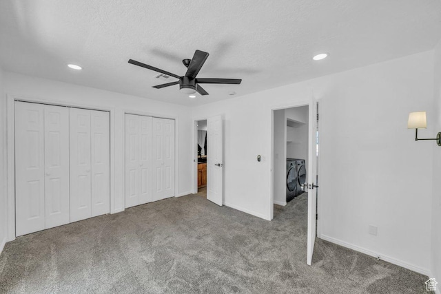 2158 W 70 S, Hurricane, UT 84737 - unfurnished bedroom with washing machine and clothes dryer, carpet floors, recessed lighting, multiple closets, and baseboards